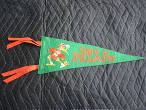 Pipa banderín de fieltro vintage UNIVERSIDAD DE MIAMI para fumar Sebastian Ibis - Imagen 1 de 3