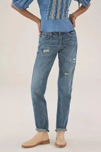 Anthropologie Pilcro Slim Boyfriend animal print distressed jeans- Size 32 Tall - Picture 1 of 7