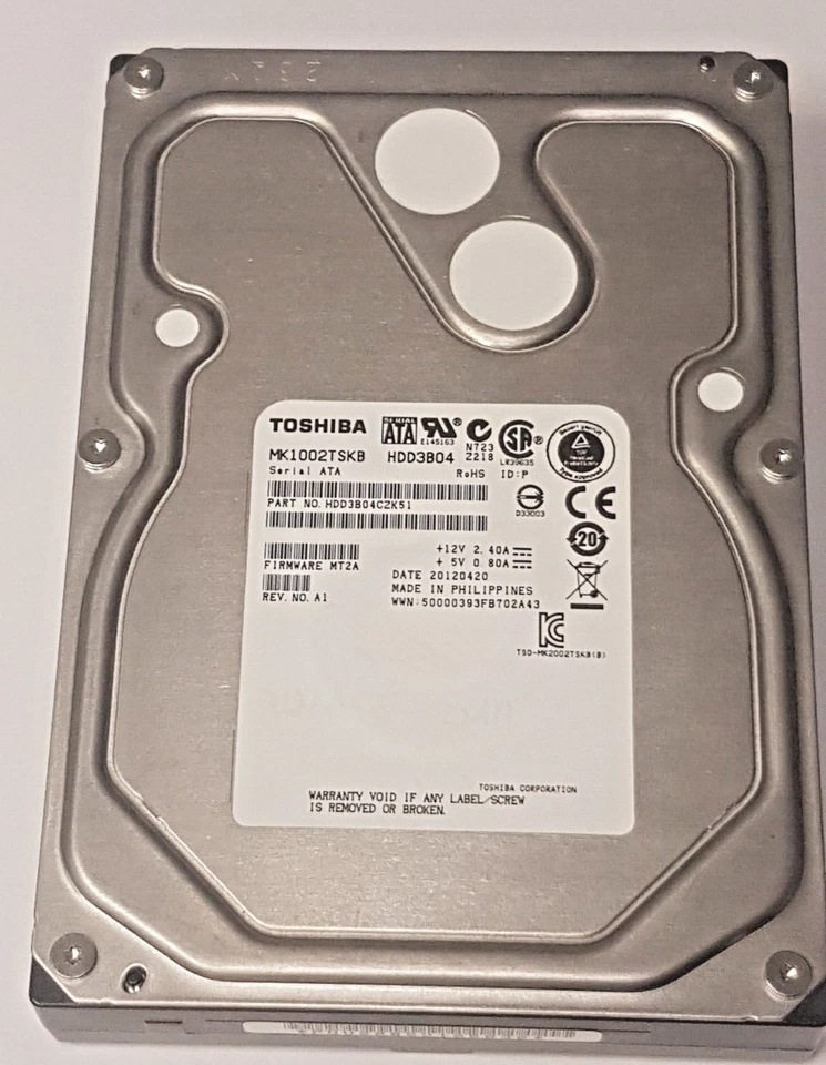 1 TB SATA Toshiba MK1002TSKB 7200RPM 64MB HDD 3.5" Internal Hard Drive - Image 1 of 1