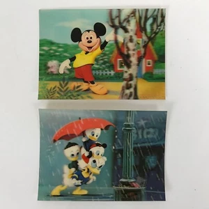 DISNEY Vintage SET of 2 Lenticular 3D Postcards UNUSED Mickey Mouse Donald Duck - Picture 1 of 6