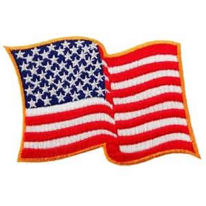 AMERIKANISCHE FLAGGE PATCH - GOLD WAVING USA bestickt Bügelbild UNITED STATES MORAL - Bild 1 von 1