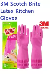 2x 3M Scotch Brite Latex Dish Washing Rubber Kitchen Gloves  with hooks.  - Picture 1 of 8