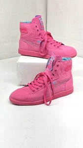 Womens Puma First Round Safari Pink Canvas High Top Trainers Size 7 Barbie Pink - Picture 1 of 10