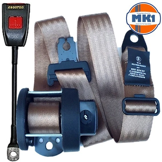 Mk1 Oldtimer Teile Klassisch Brauner Front 3 Punkt Automatik Sicherheitsgurt Set - Bild 1 von 1