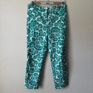 Tory Burch | Women's Floral Cotton Blend Stretch Cropped Ankle Pants Size 6 - Picture 1 of 9