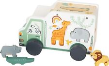Small Foot Wooden Plug Safari Car Motor Skills Toy Made of Wood with Figures fro