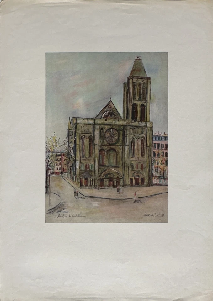 Maurice UTRILLO - Belle estampe reproduction 1960 Basilique de Saint Denis Paris - Photo 1/1