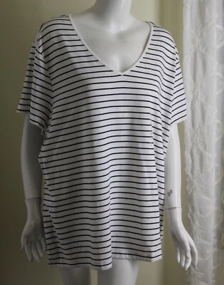 NWT Liz Claiborne Sz 3X Original Chic Black White Blouse Shirt Top Cotton Modal - Image 1 of 4