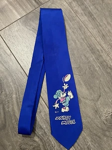 Boys Youth Vintage Necktie Mickey Mouse Football Blue Tie 40s 50s Rare - Picture 1 of 7