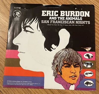 Eric Burdon 45rpm with picture sleeve, San Franciscan Nights, The Animals, MGM Foto 1 de 2