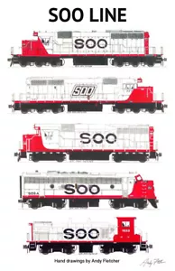 Póster de ferrocarril Soo Line 11""x17"" firmado por Andy Fletcher - Imagen 1 de 1