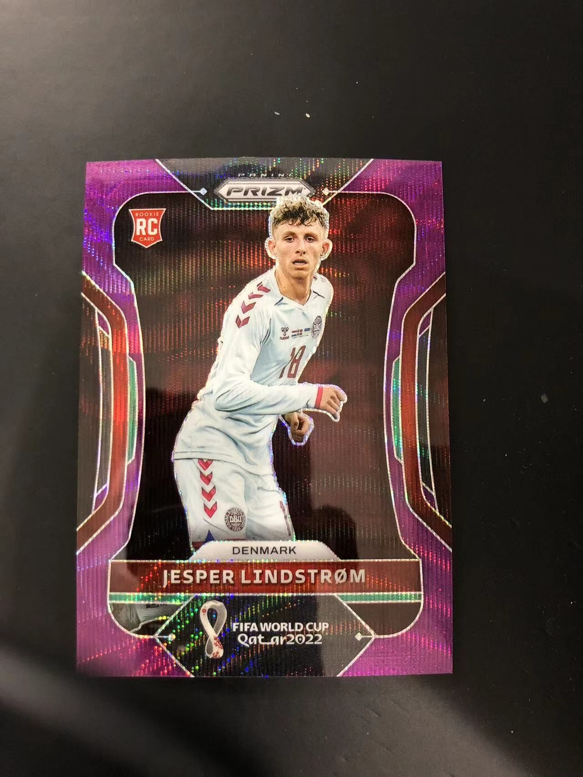 2022 Panini Prizm World Cup Jesper Lindstrom RC Purple Wave 65/99 Denmark Napoli
