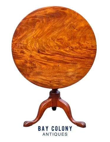 18TH C ANTIQUE MASSACHUSETTS MAHOGANY TILT TOP TEA TABLE - JOSEPH SHORT Cover