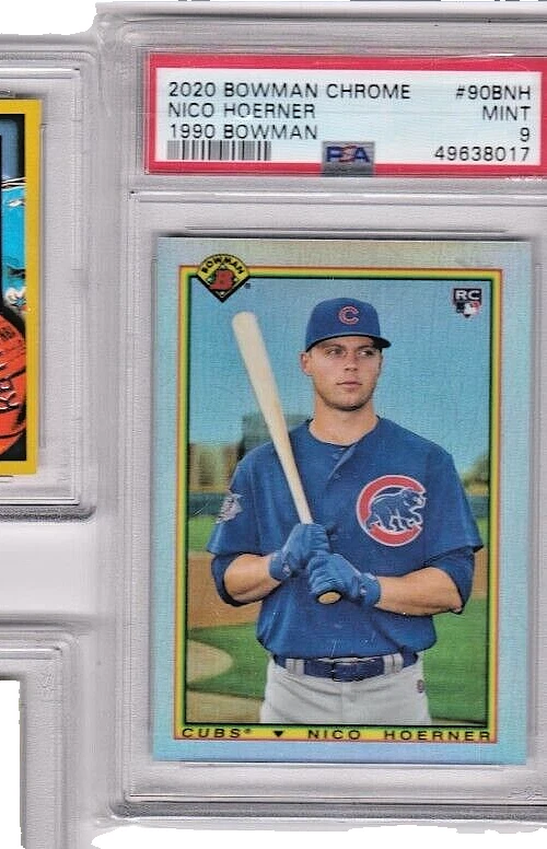 2020 Bowman Chrome Nico Hoerner Cubs '90 Retro Refractor Card 90B-NH PSA 9 RC - Image 1 of 2