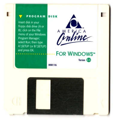 Vintage Rare Gray Case 1995 AOL V2.5 America Online Windows 3½″ FLOPPY Disc, New - Image 1 of 2