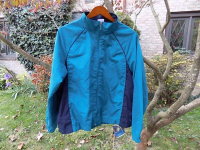 Chaqueta forrada cortavientos Danskin Now XL (16-18) bolsillos con cremallera completa usada en excelente estado verde azulado negro Foto 1 de 4