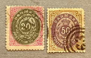 Dänemark 31, 33 / 1875-1879 Ziffernmarken / gebraucht / Mängel - Bild 1 von 2