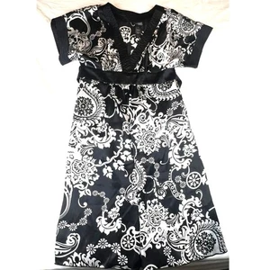 Bisou Bisou Dress Women Size 8 Black White Paisley Stretchy Work Career Cottage - Picture 1 of 11