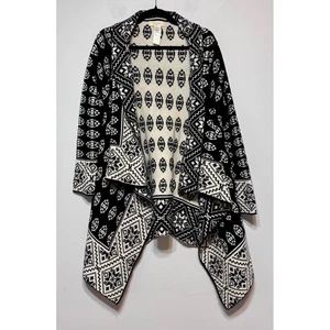 Elodie Boho Fair Isle Draped Wool Blend Cardigan Size XL Lagenlook Apres Ski - Picture 1 of 5