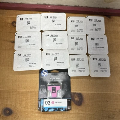 HP 02 Ink Cartridge Set of 13 OEM NEW Sealed Dates Black Cyan Blue - Image 1 of 4