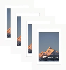 4X6 Picture Frame Set of 4, High Definition Real Glass, Display Pictures 3.5X5 w - Picture 1 of 12