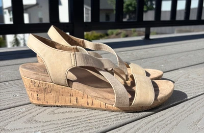 Life Stride Soft System FLEX Beige Wedge Strappy Sandals Women's Size 9M - Image 1 of 4