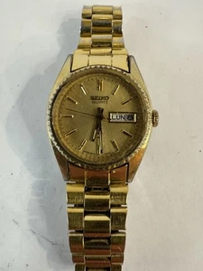 Vintage Seiko Womens Watch 8523-0050 Gold Tone Band Case & Dial Day Date New Ba - Picture 1 of 6