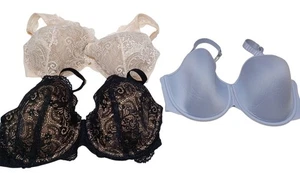 Lote de 3 sujetadores ThirdLove talla 34F encaje y camiseta lisa estilo comodidad cobertura - Imagen 1 de 11