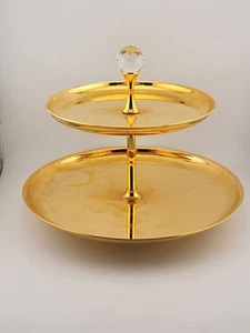 Valerio Albarello 24k Gold Plated 2 Layer Display Tray with Swarovski Crystal - Picture 1 of 13