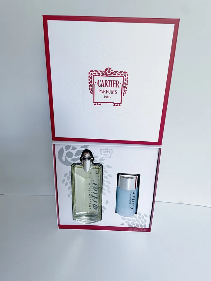 Declaration Cartier 2 peças conjunto: 3,3 oz/100 ml spray Eau de Toilette + 2,5 oz/75 ml desodorante bastão novo na caixa - Imagem 1 de 1