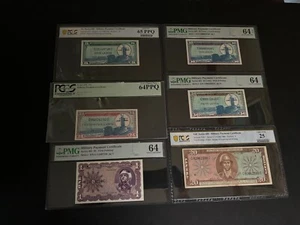 MPC Military Payment Certificate USA Set of 6 Series 681, 5c,10c,25c,50c,$1,$20 - Picture 1 of 2