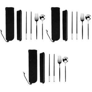 3 Sets Wickeln Dreiteiliges Tafelservice Reisebesteck Student - Bild 1 von 12