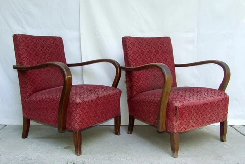 Pair of Art Deco Armchairs, Club Cocktail Chairs. Antique Vintage Halabala 1920 Cover