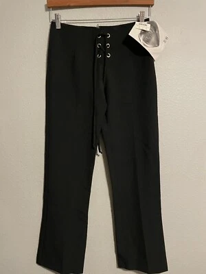 Vintage Womens Pants Size 5/6 Black Low Rise Lace Up Deadstock Grunge Goth Y2K - Image 1 of 4