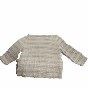 sigrid olsen linen Top Tan And White Stripe Medium - Imagen 1 de 9