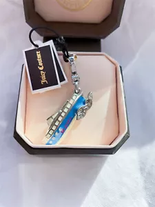 Juicy Couture Silver Hardware Blue Enamel Speed Boat Ship Bracelet Charm New - Picture 1 of 9
