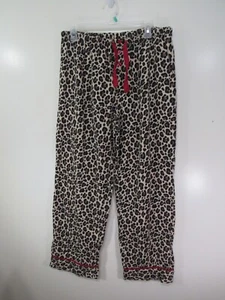 Adonna Pajama Pants Size M Brown Leopard Print Elastic Drawstring Waist Sleep - Picture 1 of 3