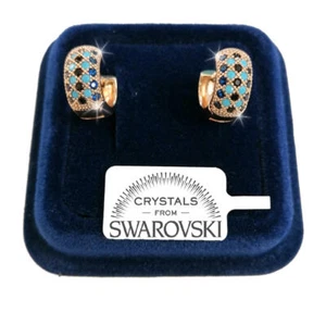 Cerchi 16mm Orecchini Donna pl. oro giallo 18K con Cristalli Zirconi Blu Azzur - Foto 1 di 4