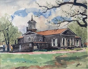 John J Dull (Philadelphia 1859-1949) Curtis Arboretum Signed Watercolor Painting - Picture 1 of 6