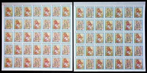 Lote de 2 hojas de 35 estampillas autoadhesivas Beatrix Potter Spring Seals 1997 - Imagen 1 de 2