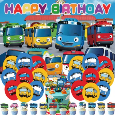 Tayo The Little Bus Party Decor Set Balloons Cake Toppers Banner Birthday Gift - Image 1 of 4