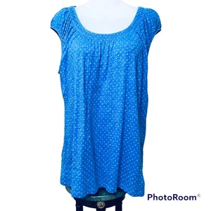 Top Ann Taylor Loft XL Cuello Redondo Manga Gorra Calce Suelto Lunares Algodón Informal - Imagen 1 de 7