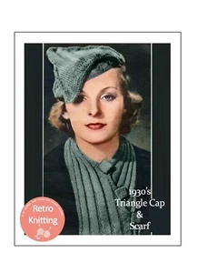 1930s Jaunty Little Cap and Scarf Knitting Pattern - Copy - Picture 1 of 2