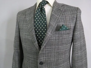 Recent Hickey Freeman USA made wool silk linen blend bold check sport coat 40 R - Picture 1 of 11
