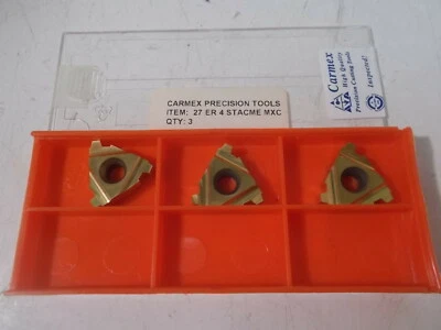 (3) NIB Carmex 27 ER 4 STACME MXC Carbide Inserts - Image 1 of 3