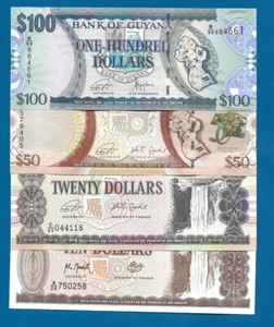GUYANA - 4 x JUEGO DE BILLETES 10/100 DÓLARES 1989/2022 SIN CIRCULAR - Imagen 1 de 11