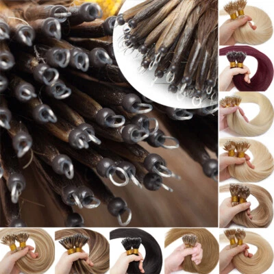 THICK Nano Ring Tip Remy Human Hair Extensions Balayage Micro Loop Beads Link - Image 1 of 4