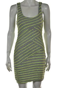Vestido para mujer Aqua talla M gris amarillo a rayas vaina ceñido al cuerpo corto sin mangas - Imagen 1 de 4