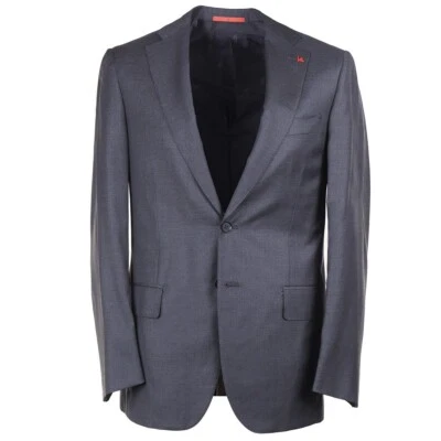 Isaia Classic-Fit Solid Medium Charcoal Gray Aquaspider Wool Suit US 48R NWT - Image 1 of 4