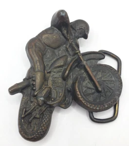 Vintage Motor Cycle Motor Bike Stunt Rider Belt Buckle Metal - Picture 1 of 8
